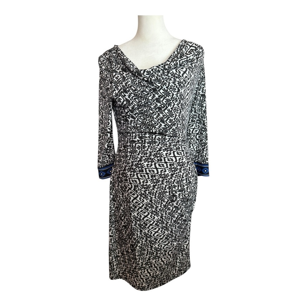Active Seller!! Jessica H. Geometric Cowl Neck Faux Wrap Sheath Dress Sz 6